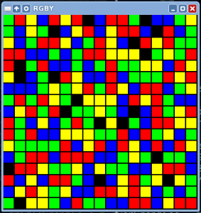 A 17 by 17 grid showing all but 19 cells colored